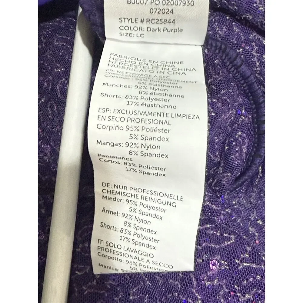 Revolution Dance Costume Large Child Purple Recital Jazz with Sequins & Fringe